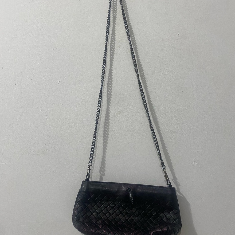 Bottega Veneta Elegant Black Woven Shoulder Bag